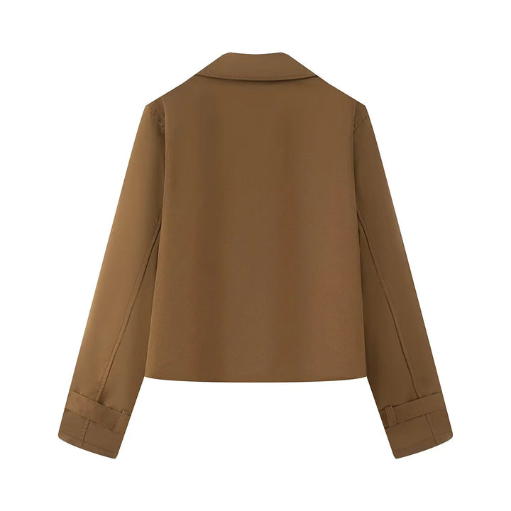 Dam kort cropped trenchcoat med double-breasted knäppning och adjustable ärm straps