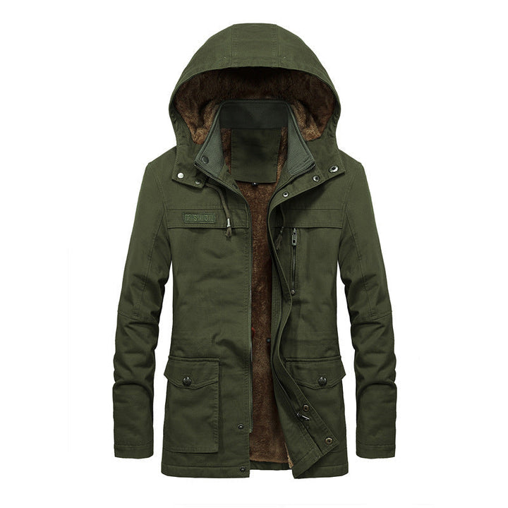 Herr Termisk Canvas Parka med Teddy Fleecefoder och Vind Lock