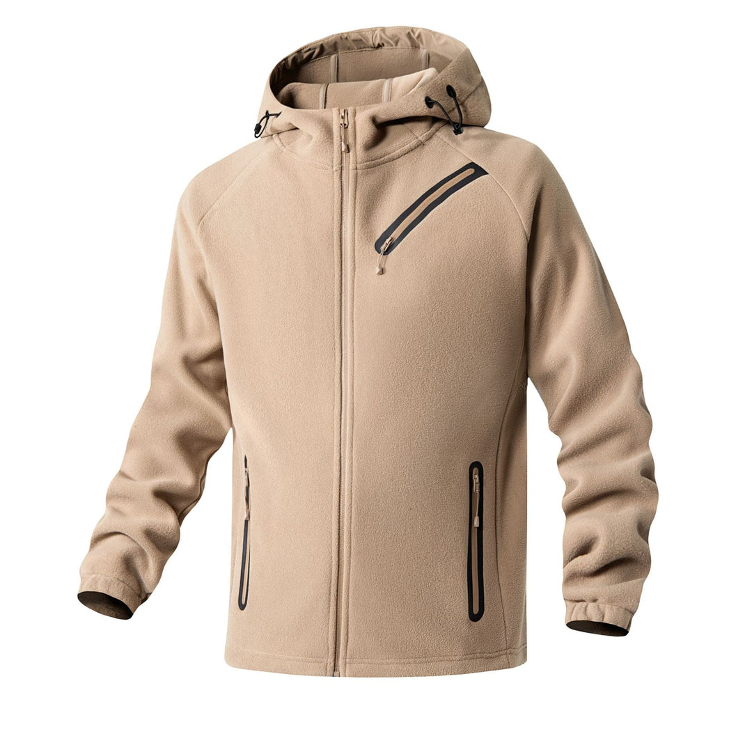 Herr Teknisk Softshell Fleece Jacka med Huva och Vattenavvisande Dragkedjor