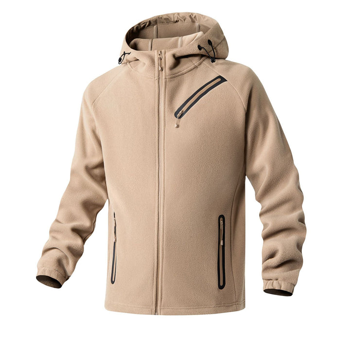 Herr Teknisk Softshell Fleece Jacka med Huva och Vattenavvisande Dragkedjor