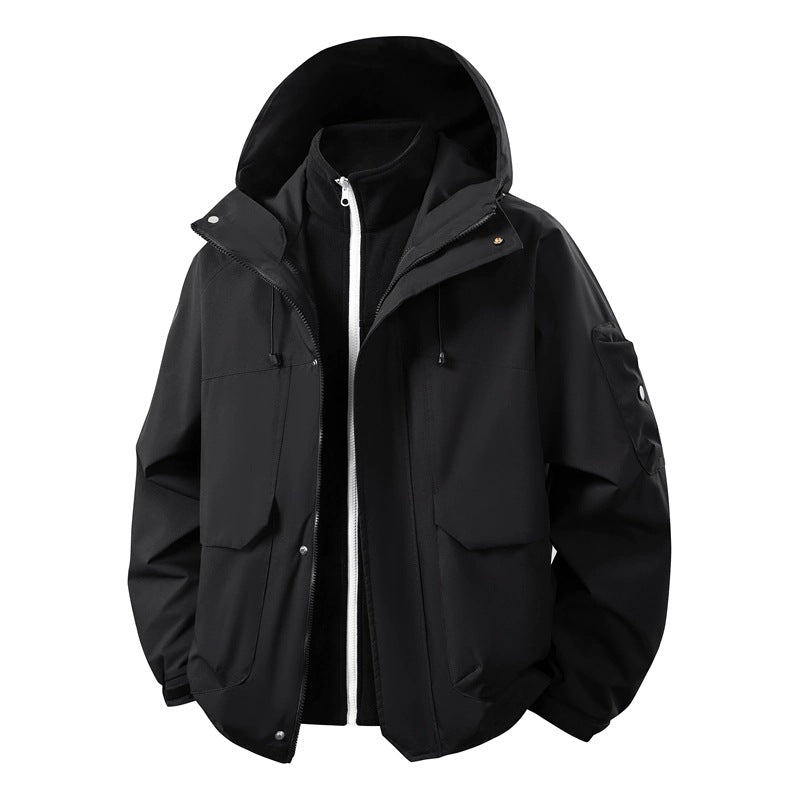 Herr Vattenavvisande Dubbel Jacka med Uttagbar Fleece Inre Jacka och Huva