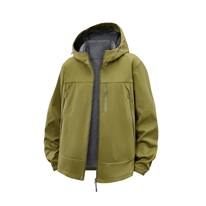 Herr Teknisk Softshell Hybrid Jacka med Fleecefoder och Justerbar Huva