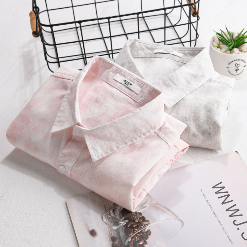 Herr Lätt Bomull Overshirt med Diskret Tie-Dye Look, Bröstfickor och Avslappnad Passform