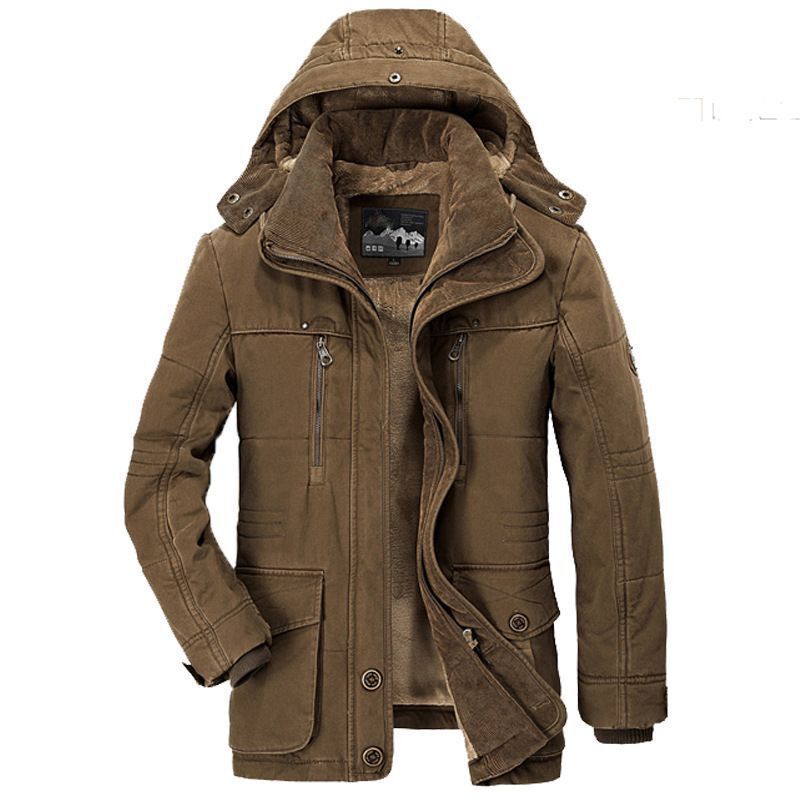 Herr Canvas Parka med Manchester Inre Krage, Uttagbar Huva och Warming Termisk Foder