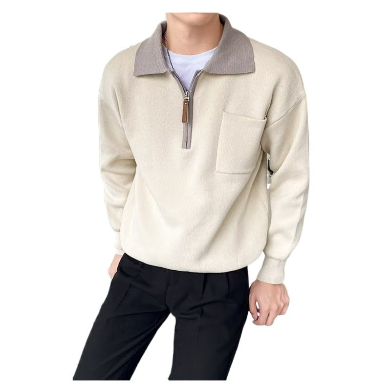 Herr Sportig Pullover med Dragkedja