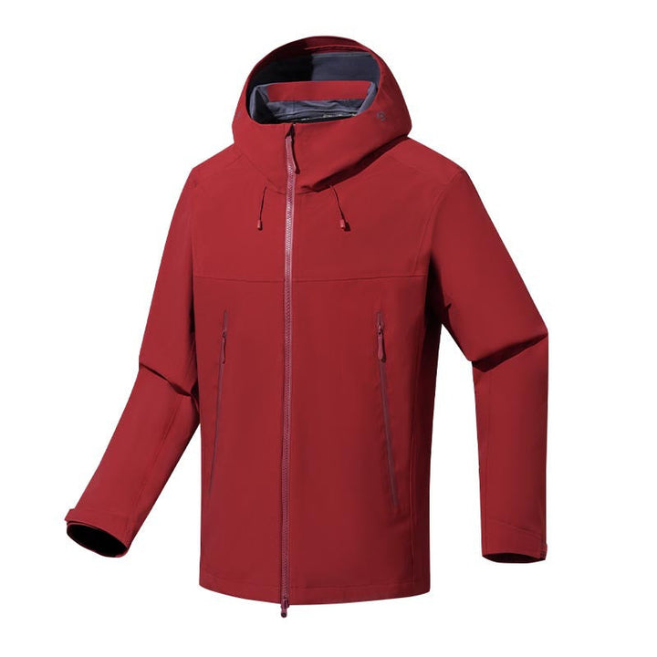 Herr vatten- och vindtät softshell utomhusjacka med justerbar huva