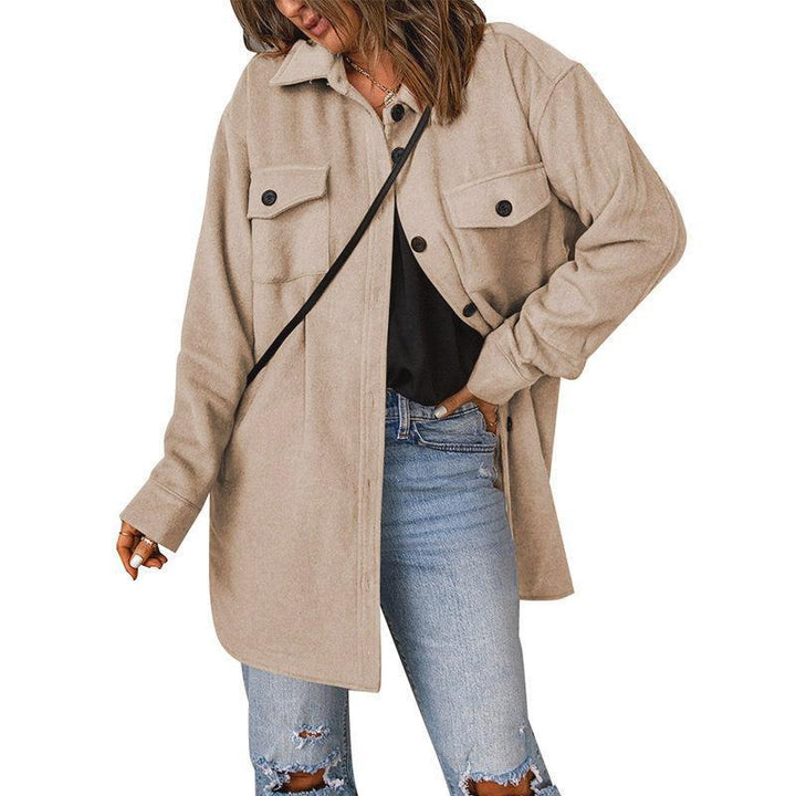 Dam Oversize Shirt jacka med Breast Flaps och lång skärning