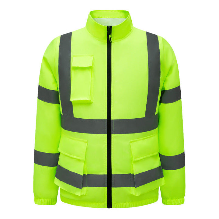 Unisex nano high-visibility warning jacka med reflective stripes och multifunctional outer fickor
