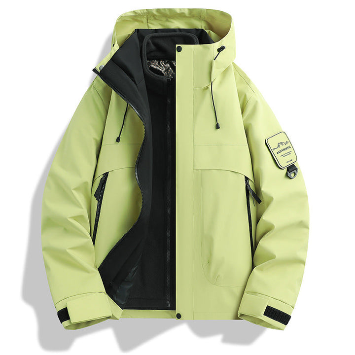Herr modular vattentät utomhusjacka med avtagbar fleece inner jacka och justerbar huva