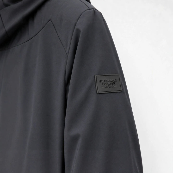 Herr lätt vindtät softshell med huva jacka med rutig lined huva