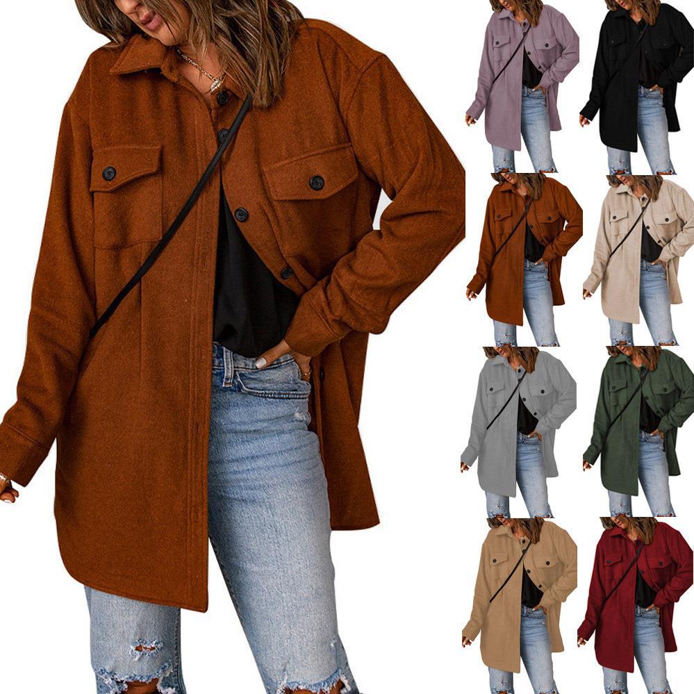 Dam Oversize Shirt jacka med Breast Flaps och lång skärning