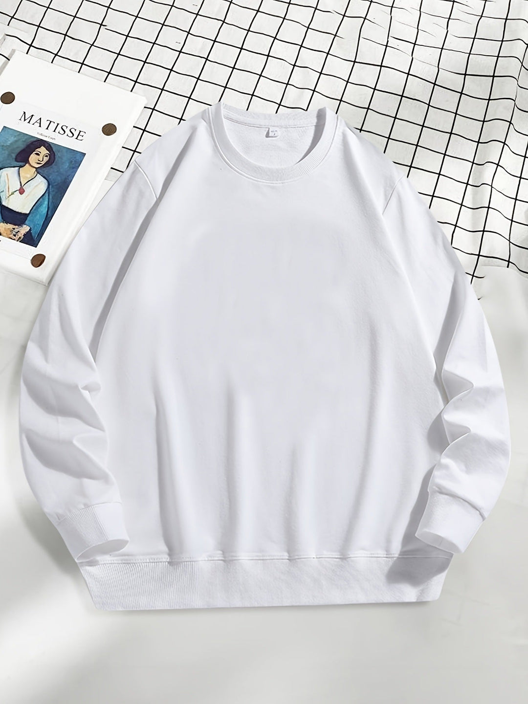 Herr Ledig Crew Neck College-Tröja med Ribbstickade Muddar