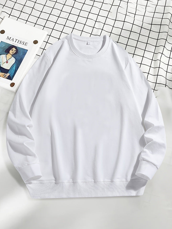 Herr Ledig Crew Neck College-Tröja med Ribbstickade Muddar
