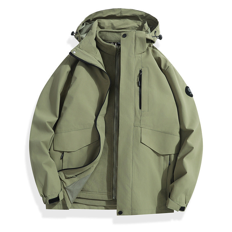 Herr lätt softshell regnjacka med Avtagbar fleecefoder, Sealed Sömmar och flerafunktionell Fickor