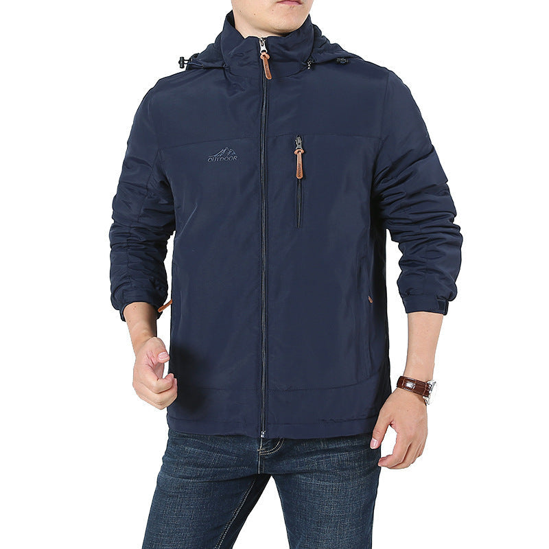Herr Andningsbar Minimalistisk Softshell Fältjacka med Stående Krage och Bröst Zip