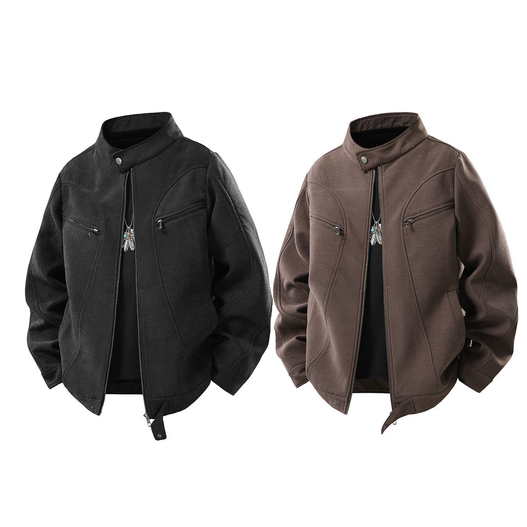 Herr Lässige Funktion‑Jacke med Ståkrage, Dragkedja och Brusttaschen