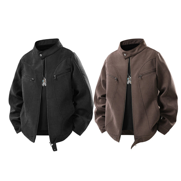 Herr Lässige Funktion‑Jacke med Ståkrage, Dragkedja och Brusttaschen