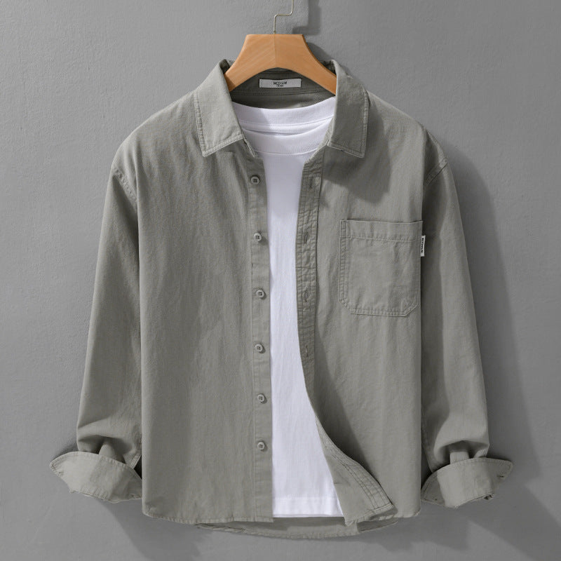 Herr Lätt Bomull Overshirt med Bröstficka och Avslappnad Passform