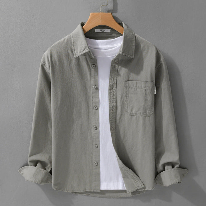 Herr Lätt Bomull Overshirt med Bröstficka och Avslappnad Passform