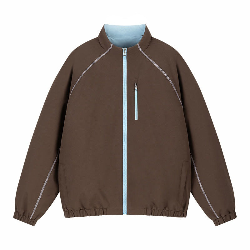 Unisex Lätt Övergångsjacka med Raglan Ärmar, Full Dragkedja, Chest Ficka och Elastic Nederkant