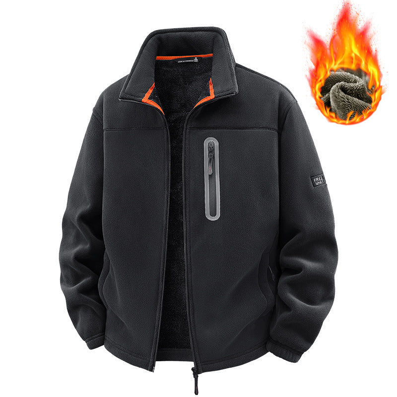Herr Fleece Jacka med Hög Krage