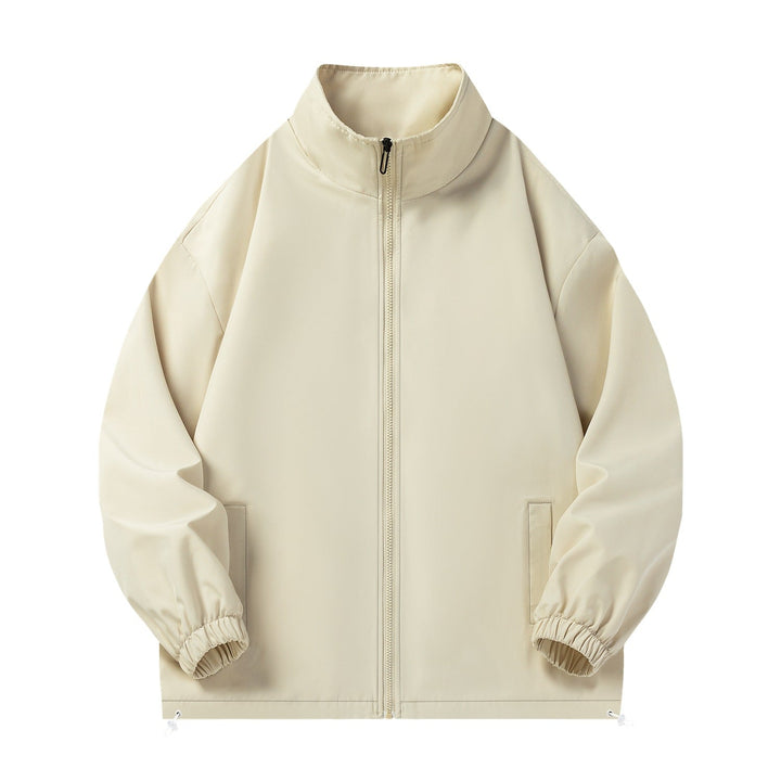 Unisex lätt Windbreaker med hög krage, elastic muddar &amp; justerbar dragsko fåll