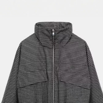 Dam Kort Jacka med Waist Drawstring, Stå Krage och Patch Fickor