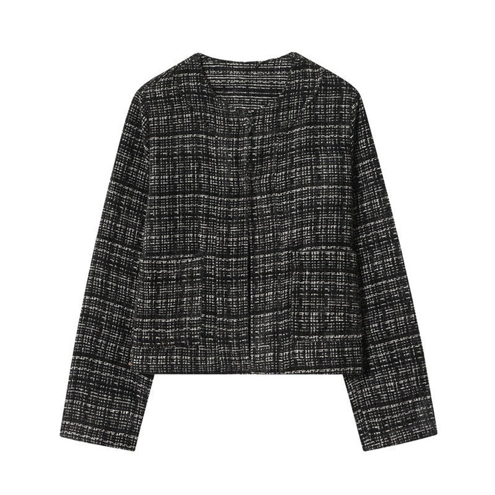 Dam Boxy tweed jacka in Boucle look med dold knappslå och Boxy silhuett