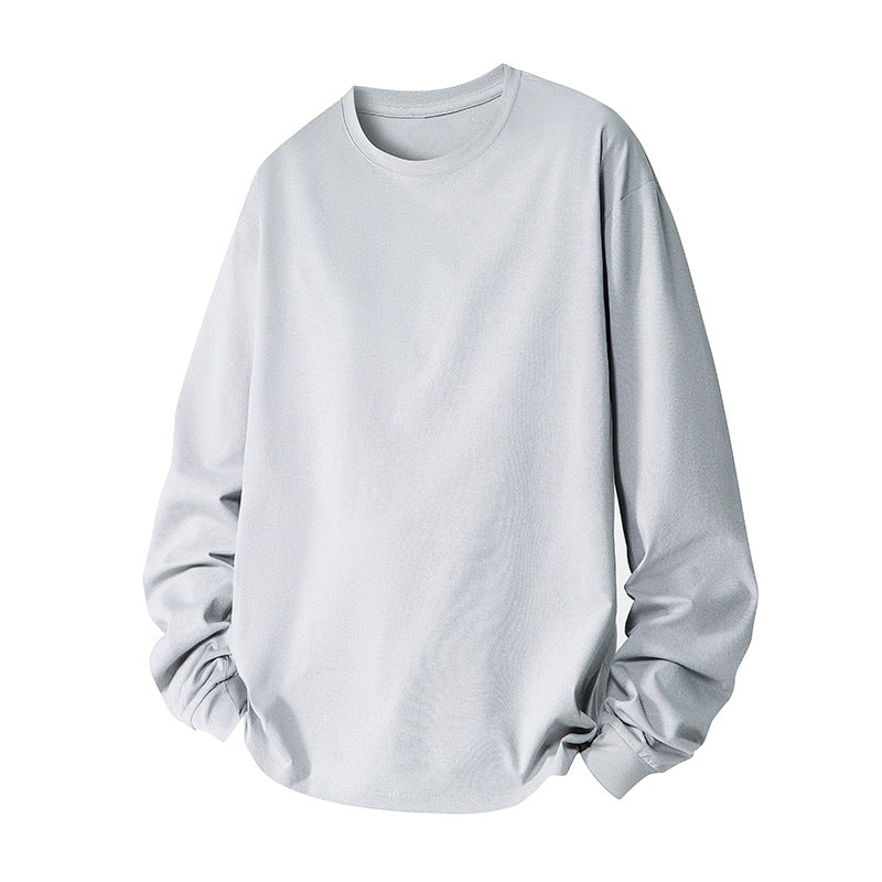 Herr Oversized College-Tröja Gjord av Bomullsblandning med Round Neckline och Ribbstickade Muddar