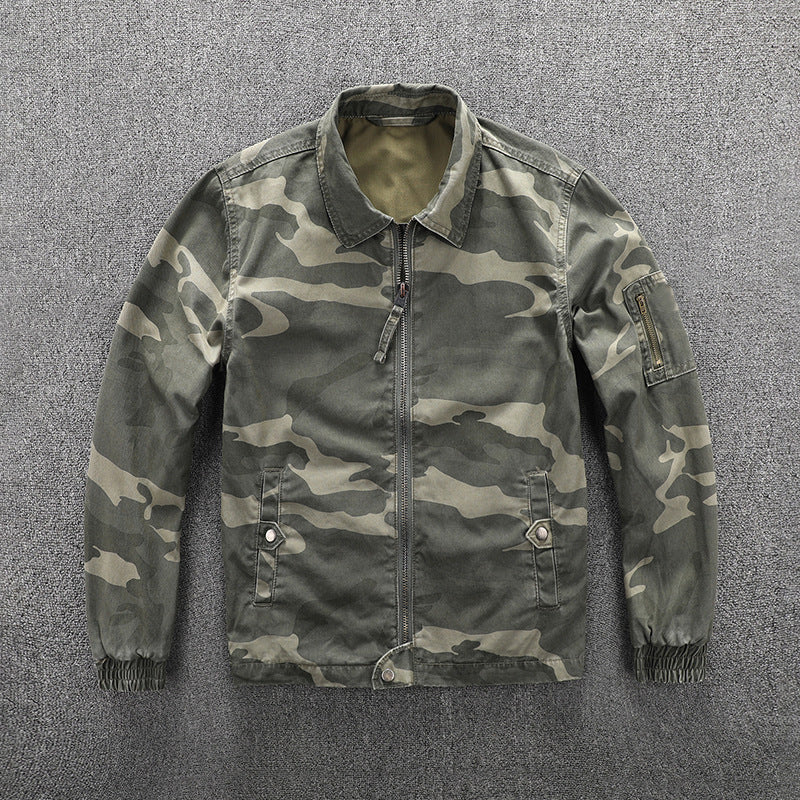 Herr Funktion Blouson i Camouflage Mönster med Dragkedja och Arm Dragkedja Ficka