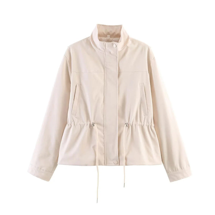 Dam figursydd övergångsjacka med ståkrage, drawstring waistband och concealed front placket