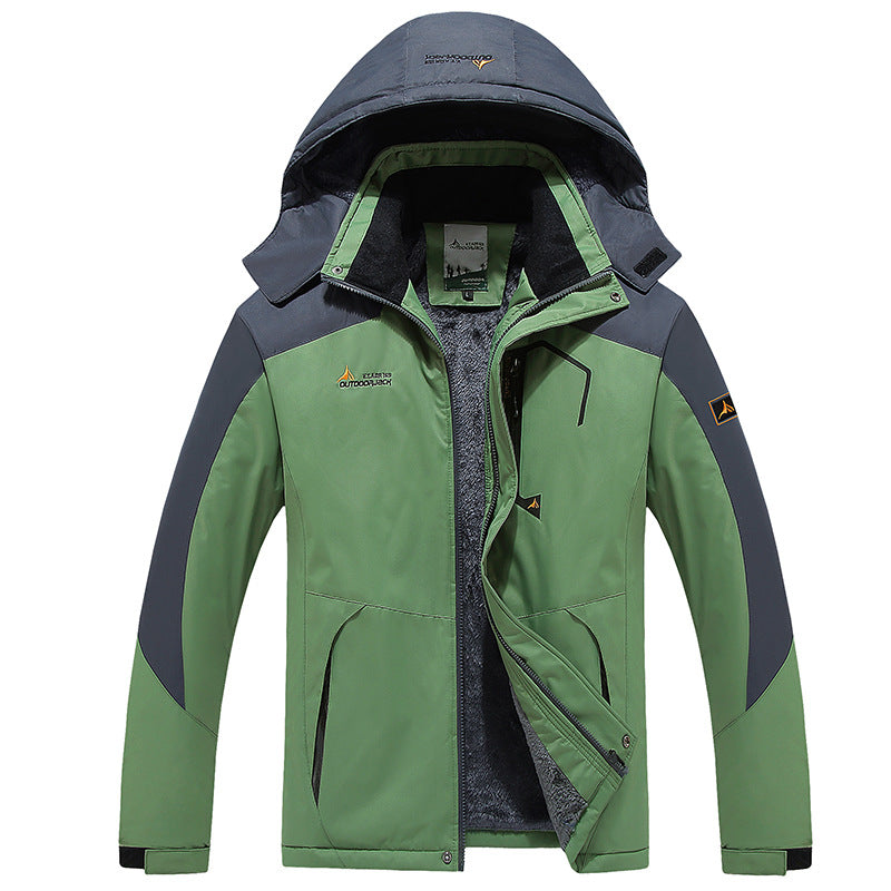 Herr vatten- och vindtät softshell utomhusjacka med teddy fleecefoder och huva