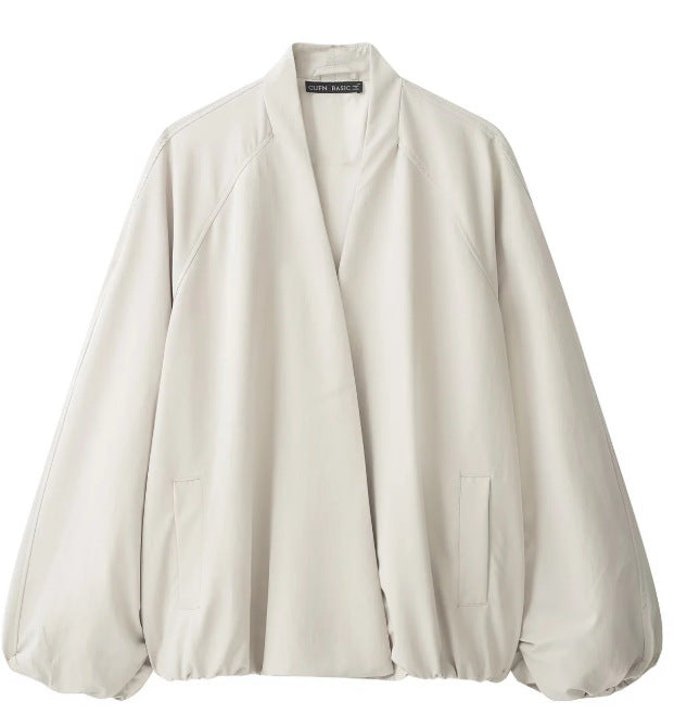 Dam Oversize Kimono Jacka med Voluminous Balloon Ärmar och Elastic Nederkant