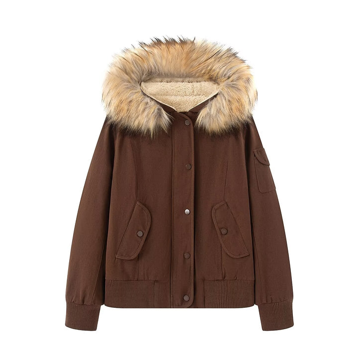 Dam Thermal Parka med teddyfoder och Removable Fur huva
