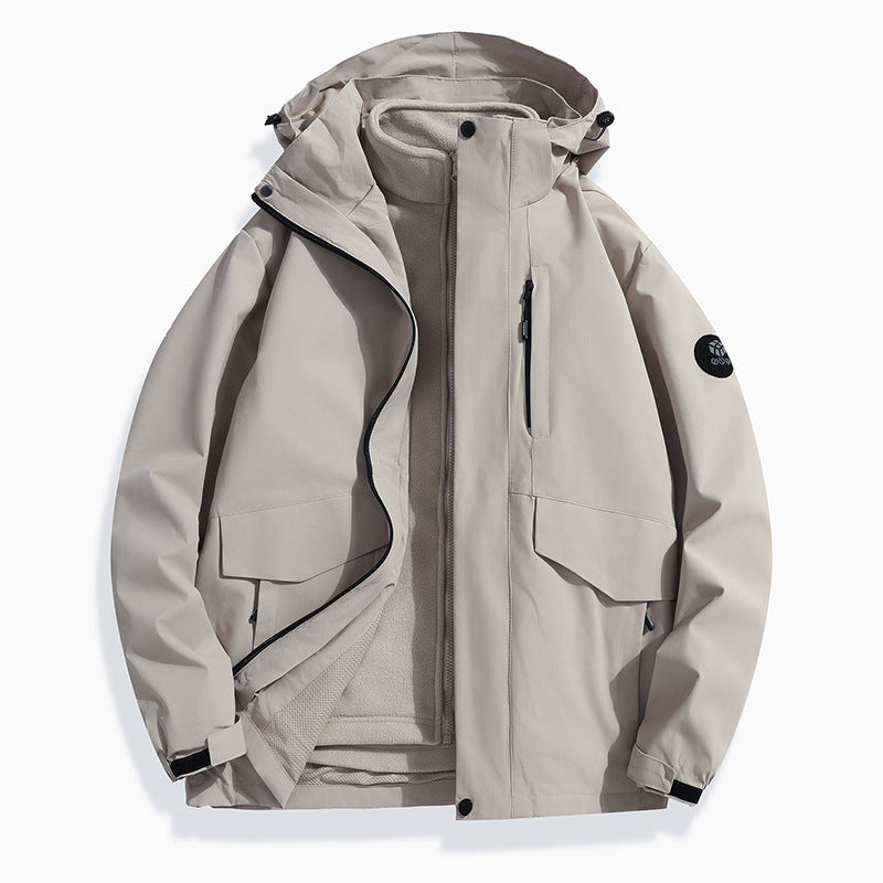Herr lätt softshell regnjacka med Avtagbar fleecefoder, Sealed Sömmar och flerafunktionell Fickor
