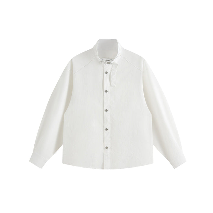 Unisex Oversized Skjorta Jacka med Ståkrage och Press-Stud Fram