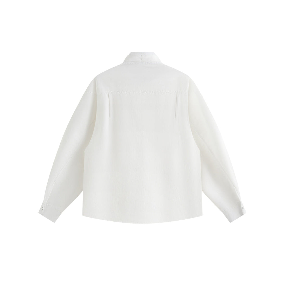 Unisex Oversized Skjorta Jacka med Ståkrage och Press-Stud Fram