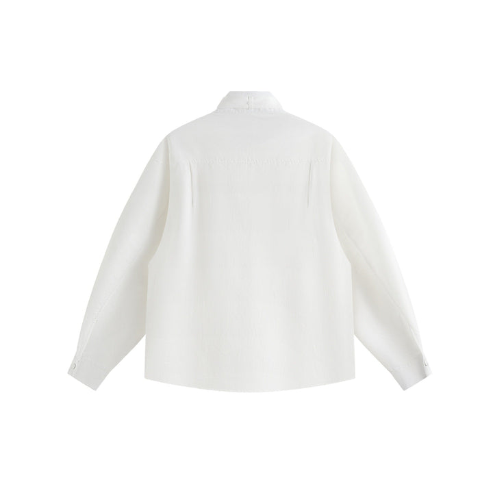 Unisex Oversized Skjorta Jacka med Ståkrage och Press-Stud Fram