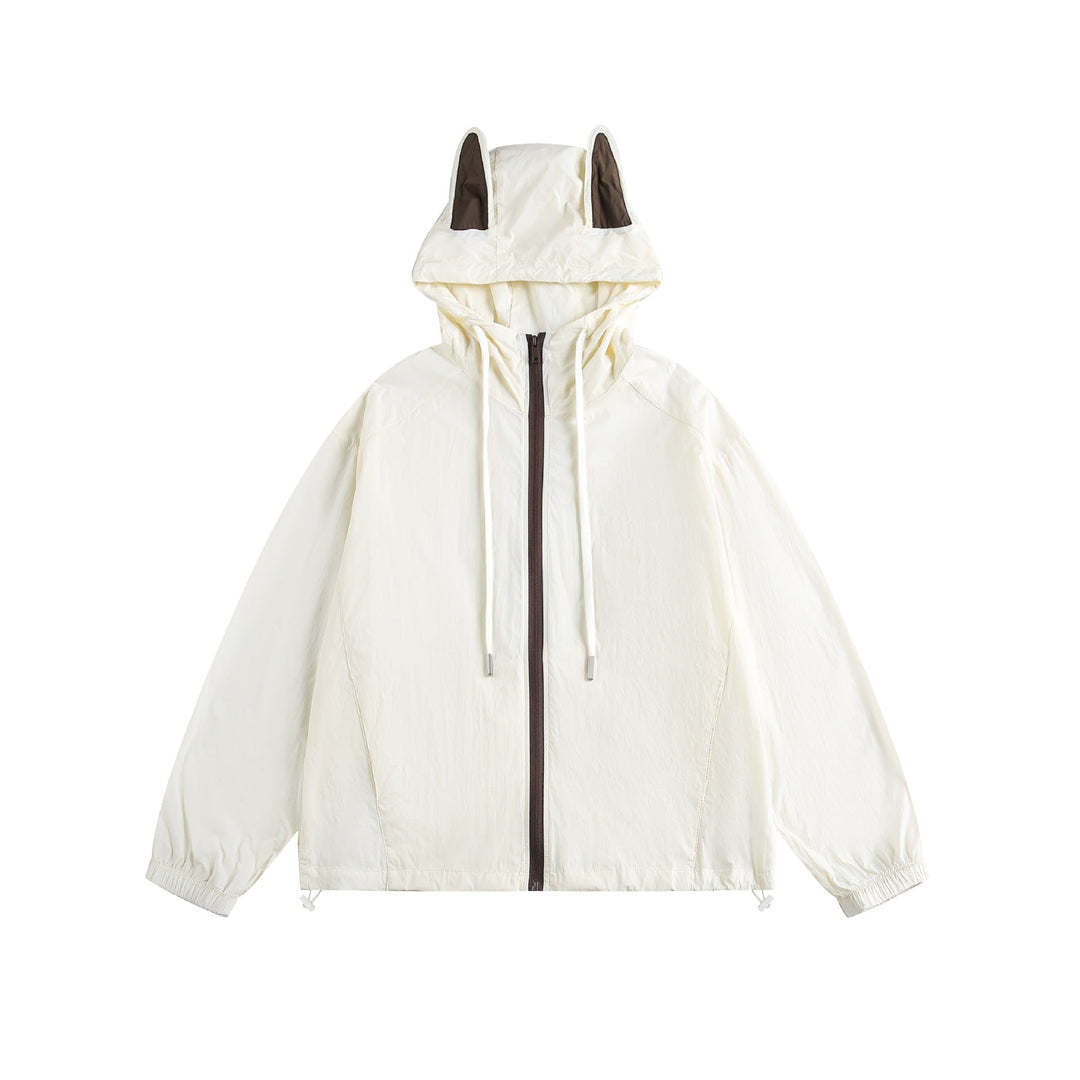 Dam Light med Huva Anorak med Ear Appliqué och Dragsko
