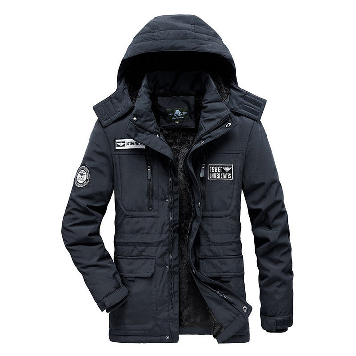 Herr Vadderad Fält Parka med Huva, Cozy Teddyfoder och Tactical Multi-Pockets