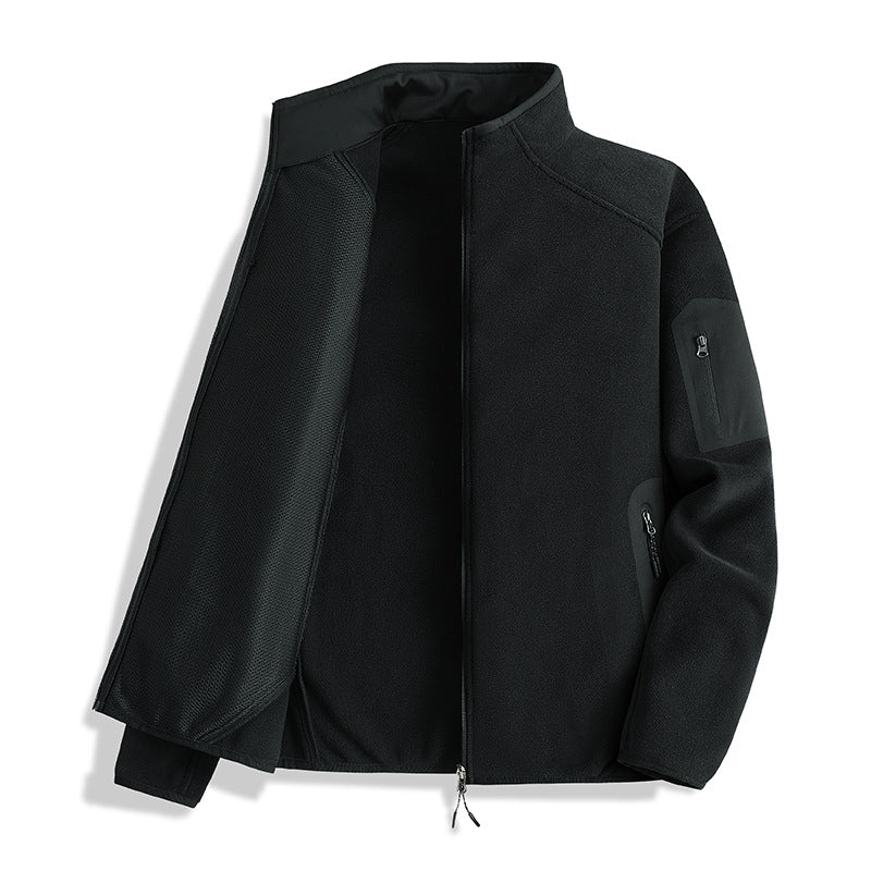 Herr Fleece Jacka med Stående Krage och Softshell Inserts