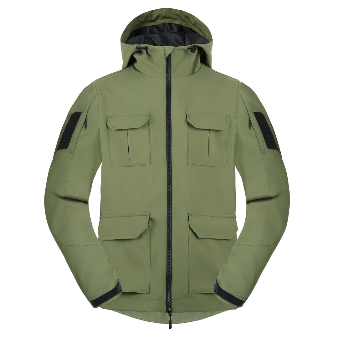Herr Weatherproof med Huva Utility Parka med Lock Bröst Fickor och Ärm Lapp Panels