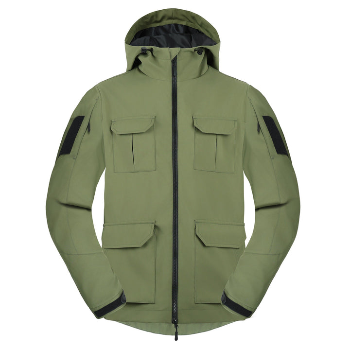 Herr Weatherproof med Huva Utility Parka med Lock Bröst Fickor och Ärm Lapp Panels