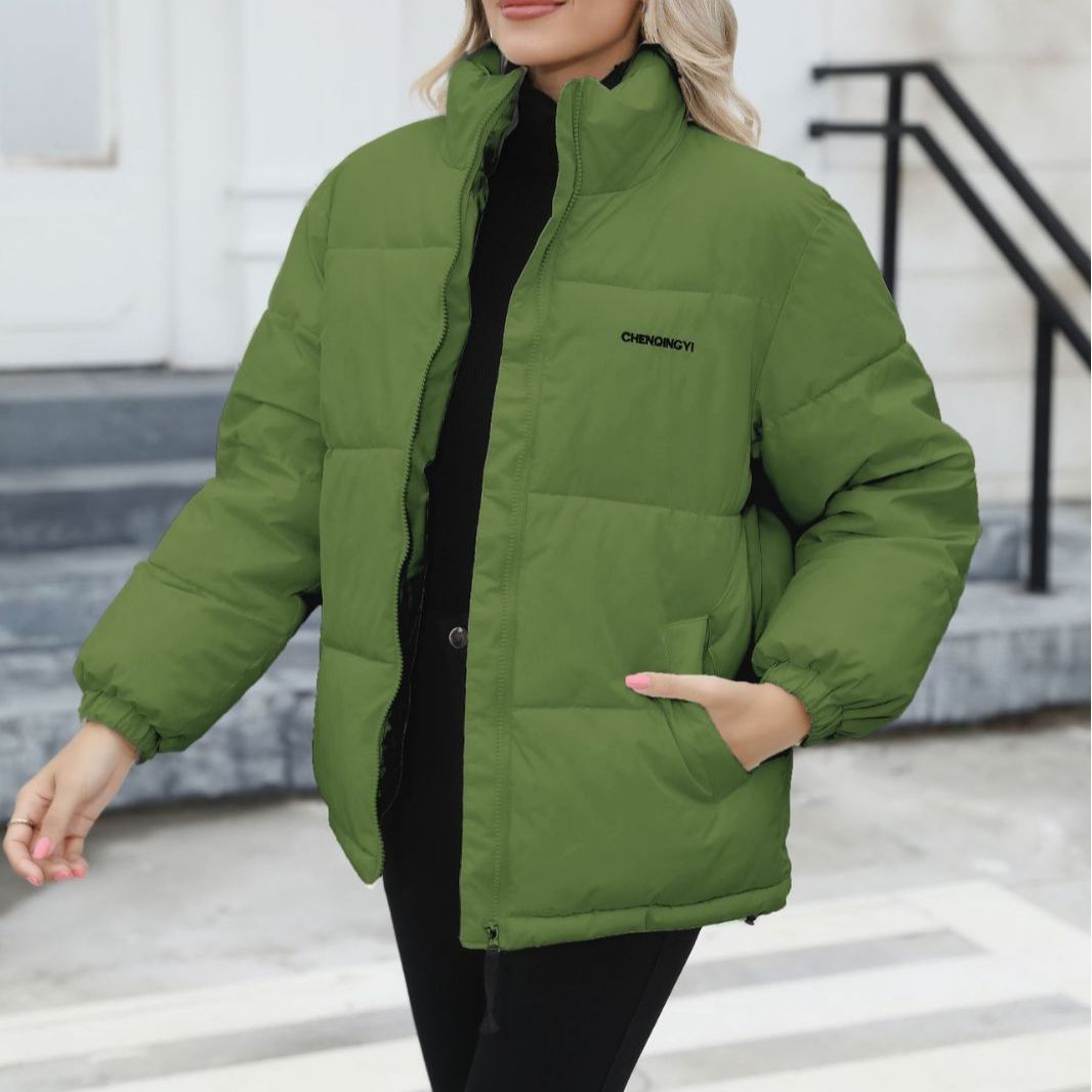 Dam vadderad Oversize quiltad jacka med ståkrage och Drawstring fåll