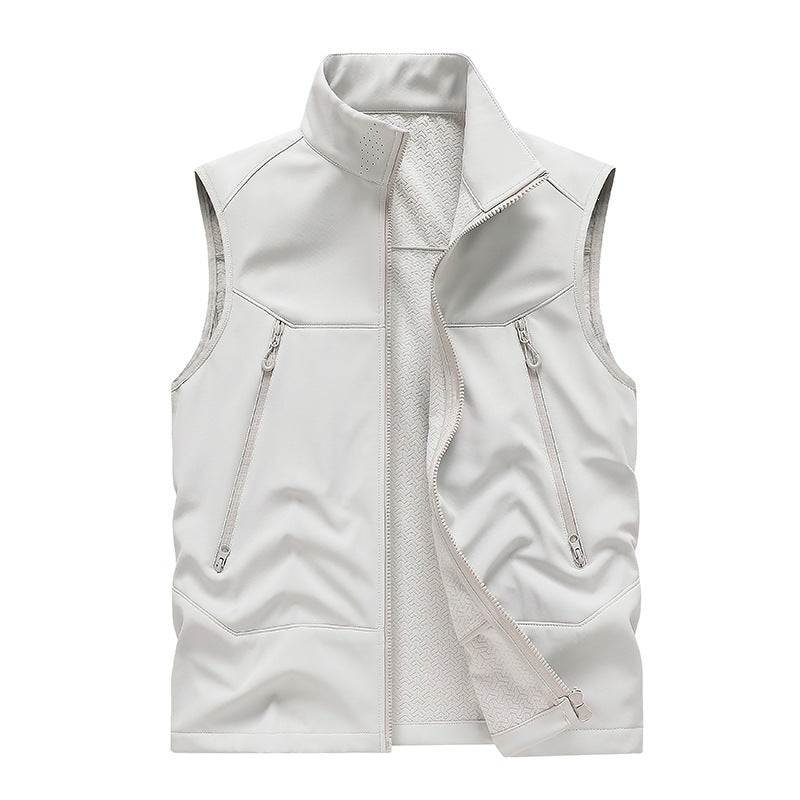Herr Vattenavvisande Softshell Väst med Ståkrage, Dragkedja Fickor &amp; Andningsbar Foder