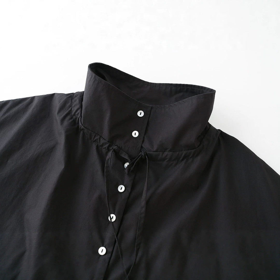 Dam Lätt Kort Blouson med Hög Stå Krage, Drawstring och Side Ties