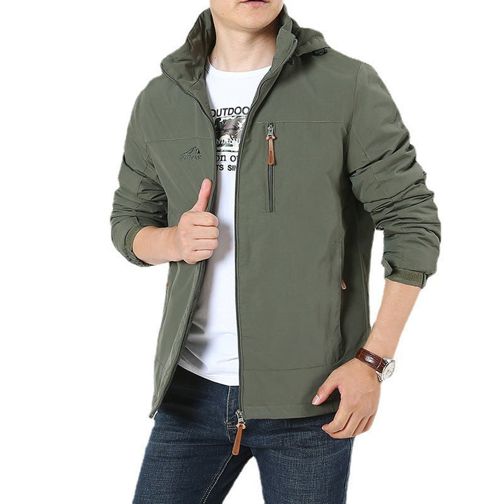 Herr Andningsbar Minimalistisk Softshell Fältjacka med Stående Krage och Bröst Zip