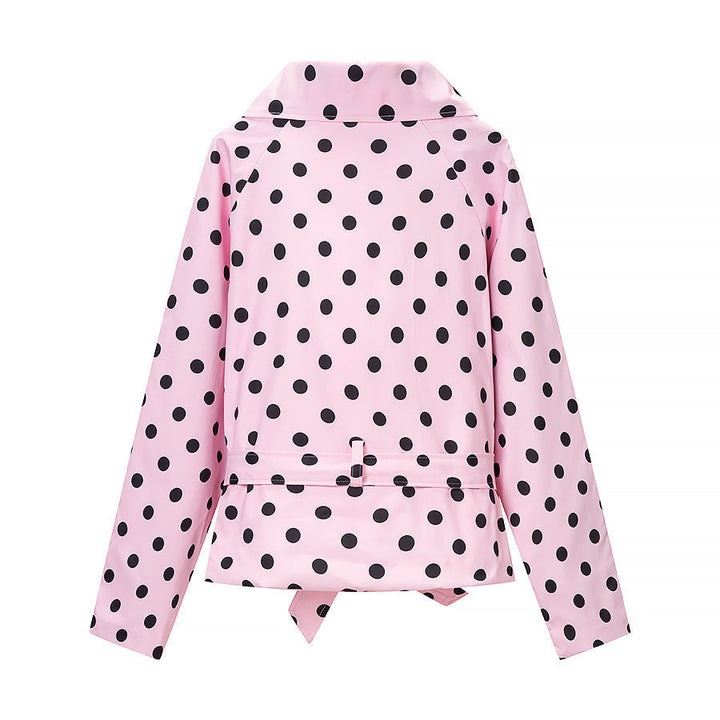 Dam Polka Dot trenchcoat stil med knytband och Balloon ärmar