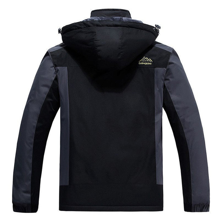 Herr trekking parka med värm teddyfoder, avtagbar huva, och vattentät softshell ytter lager