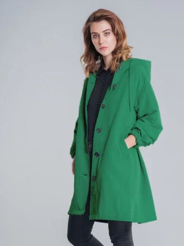 Water-Repellent Oversized med Huva Trenchcoat